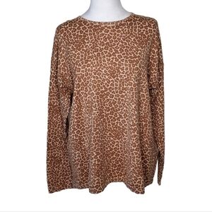 J.Jill Leopard Print Sweater, Lightweight Animal Print Pullover Top, Size M